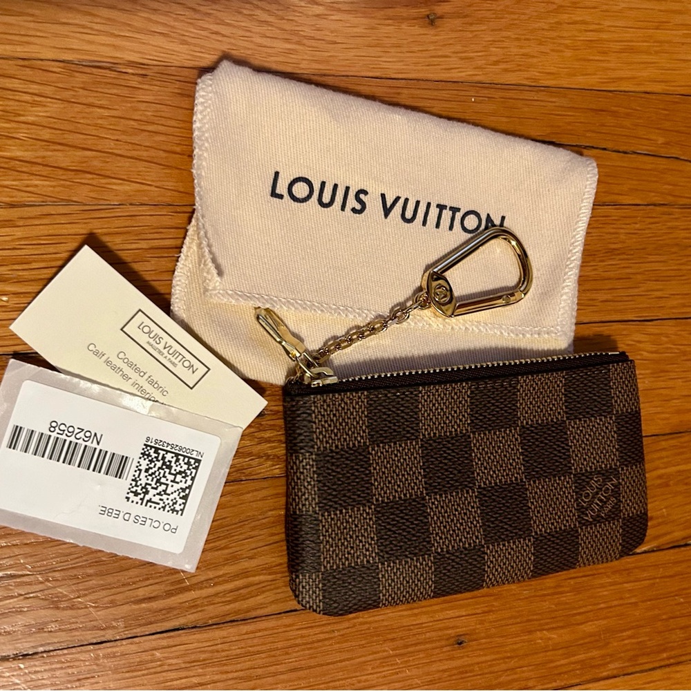 Authentic Louis Vuitton Damier Ebene Key Pouch Cles Made in France